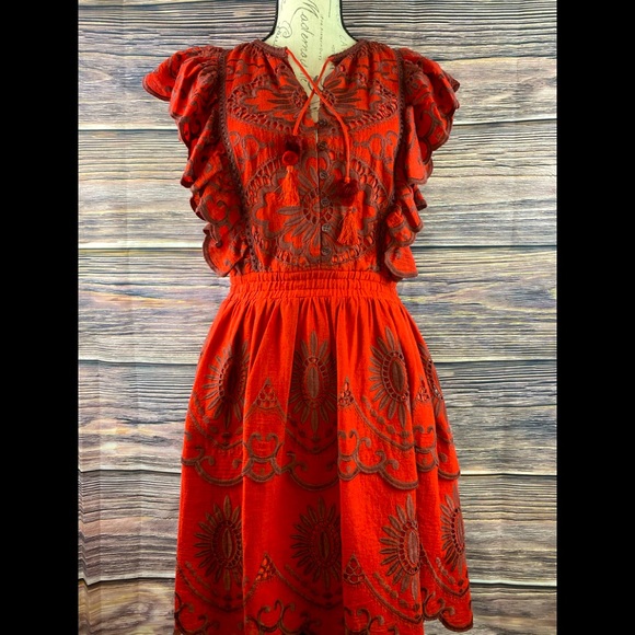 Sea New York Dresses & Skirts - NWT Sea New York - Red Brick Colored Sleeveless Ruffle Dress (Size 2)